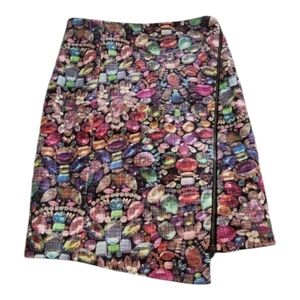 Artelier Nicole Miller Candy asymmetrical zippered 100%‎ wool skirt size 0